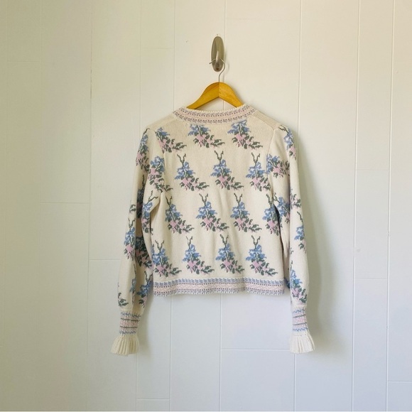 Loveshackfancy Boscom Knit Cardigan in Blue Print Size XS - Picture 7 of 7